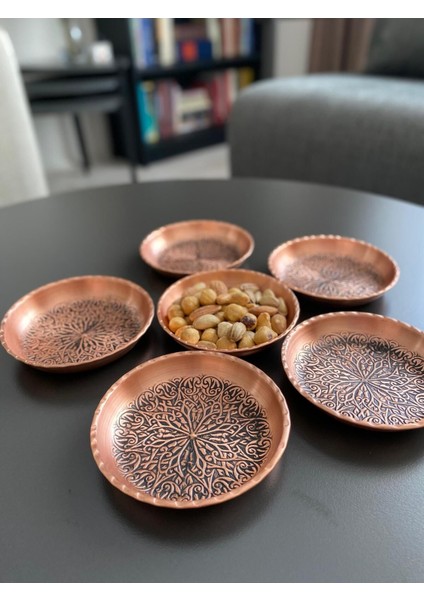 6'lı Renkli Bakır Çerezlik Seti, Kahvaltı ve Sunumlar Için Şık Tasarım