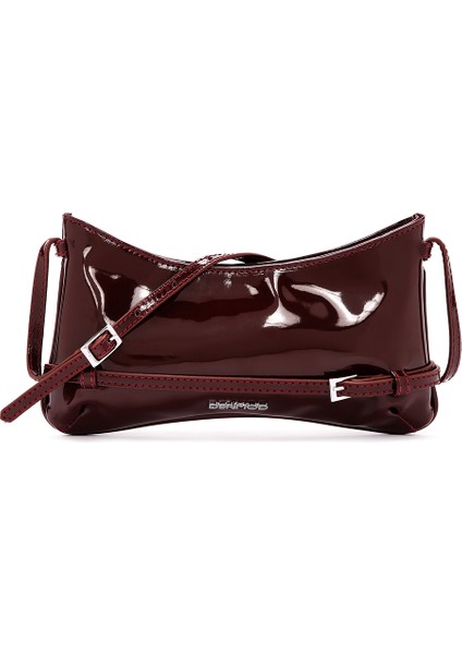 Kadın Bordo Mini Rugan Omuz Çantası 25ABD200216