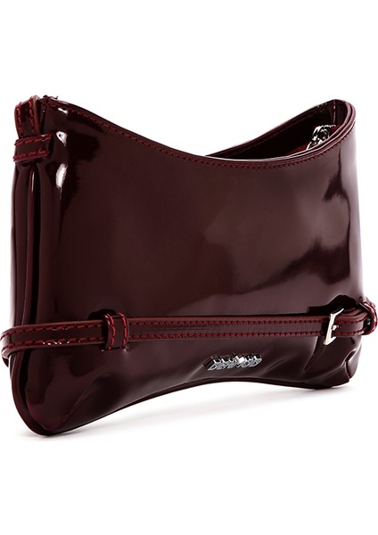 Kadın Bordo Mini Rugan Omuz Çantası 25ABD200216