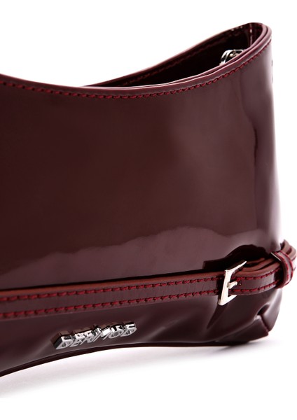 Kadın Bordo Mini Rugan Omuz Çantası 25ABD200216