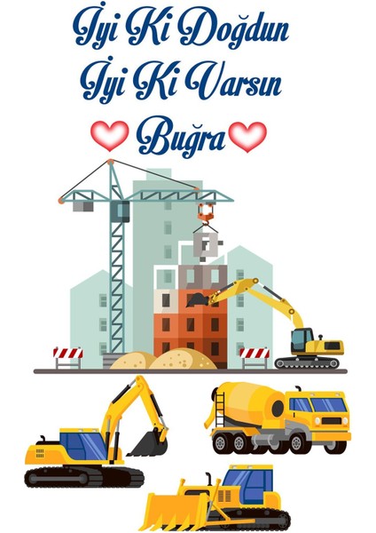 Iş Makinaları Modelli Magnet Büyük Boy 6,5x9,5 cm 16 Adet Gelecek