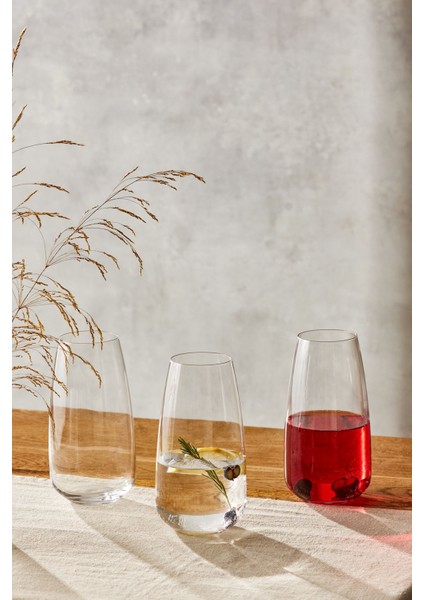 3'lü Kristal Bardak Seti, 550 Ml, Şeffaf ve Zarif Tasarım