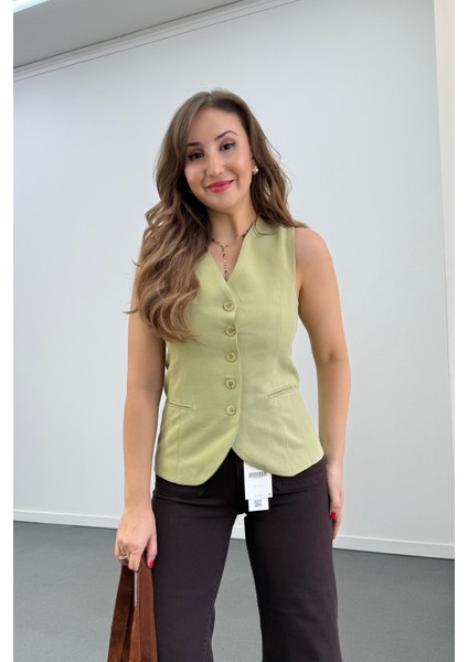 Ruene Düğmeli Keten Yelek fiyatları