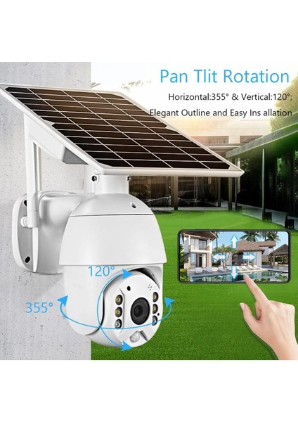 1080P Wifi Solar Şarjlı Ptz Kamera Hareket Kaydı Iki Yönlü Ses Gece Görüşü Dahili Sd Kart Yuvası fırsatları