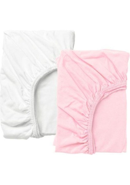 Bebek Için Yumuşak ve Rahat Lastikli Çarşaf, Beyaz ve Pembe Renk Seçenekleri