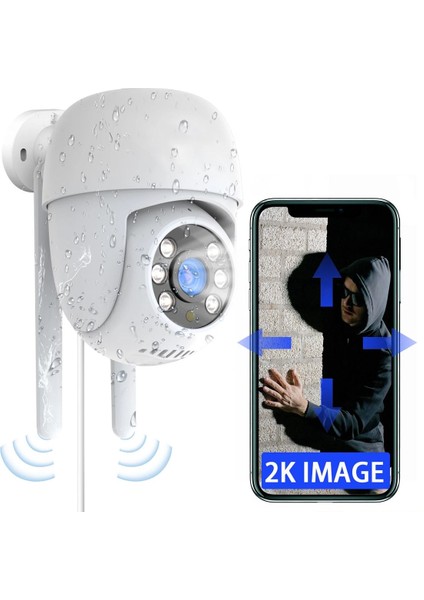 2k Fhd Akıllı Wifi Kamera 2.4 Ghz Suya Toza Dayanıklı Gece Görüşü Hareket Algılama Gözetim Kamerası