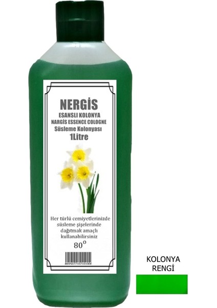 Yeşil Reni Nergis Esanslı Kolonya 80 Derece 1 Lt