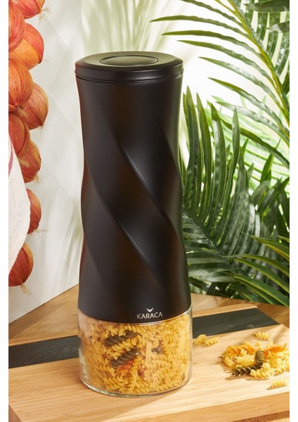 Siyah Vakumlu Cam Kavanoz, Geniş Saklama Kabı, Dayanıklı ve Şık Tasarım