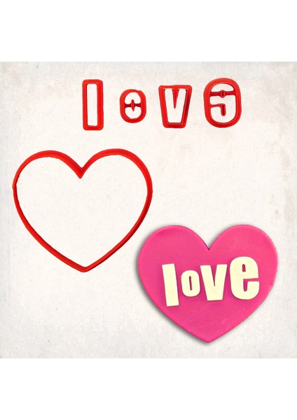 Aşk Kalp Detay Kurabiye Kalıp Seti 5’li