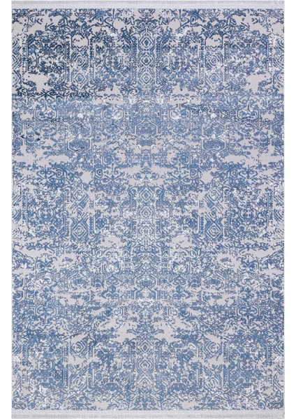 Milano 203 Mavi Zarif Dokuma Salon Yatak Odası Halısı Kaymaz Modern Tasarım