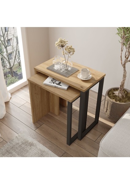 Bohem 2'li Zigon Sehpa Yan Sehpa Metal Ayaklı Beyaz Boh7-SU fiyatları