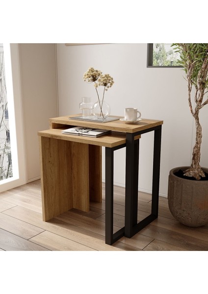 Bohem 2'li Zigon Sehpa Yan Sehpa Metal Ayaklı Beyaz Boh7-SU modelleri