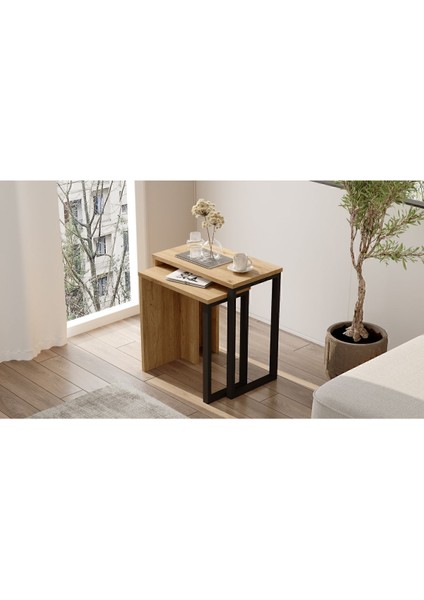 Bohem 2'li Zigon Sehpa Yan Sehpa Metal Ayaklı Beyaz Boh7-SU fırsatları