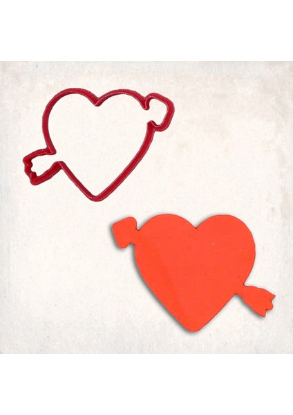 Oklu Kalp Kurabiye Kalıbı Şekillendirici Kopat