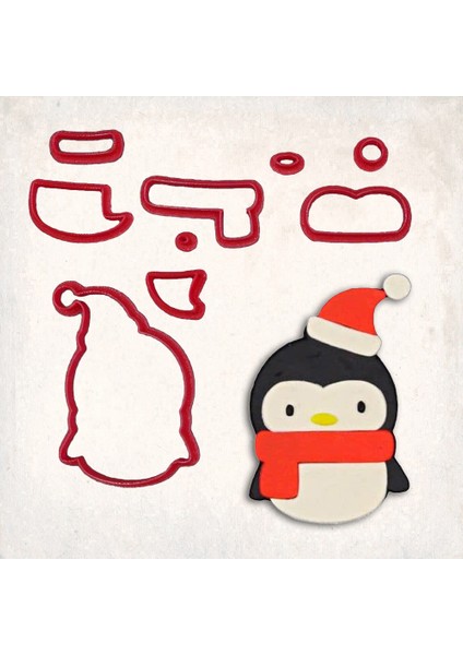Yılbaşı Penguen Detay Kurabiye Kalıp Seti 8’li