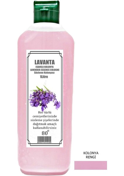Pembe Reni Lavanta Esanslı Kolonya 80 Derece 1 Lt