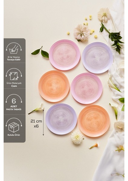 6 Parça Cam Pasta Seti, 21 Cm, Şık ve Kullanışlı, Gri Renkli El Yapımı Ürün fiyatları