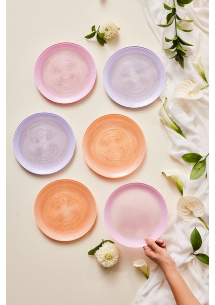 6 Parça Cam Pasta Seti, 21 Cm, Şık ve Kullanışlı, Gri Renkli El Yapımı Ürün modelleri