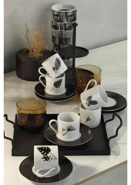 Beyaz 12 Parça 6 Kişilik Kahve Fincan Takımı, Şık ve Zarif Tasarım