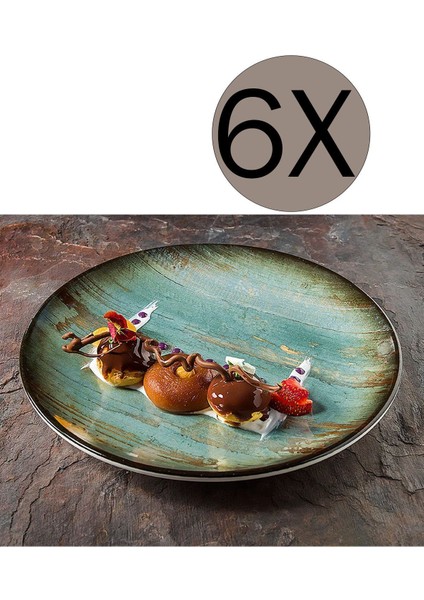 Yeşil 21CM 6'lı Seramik Pasta ve Tatlı Tabağı Takımı