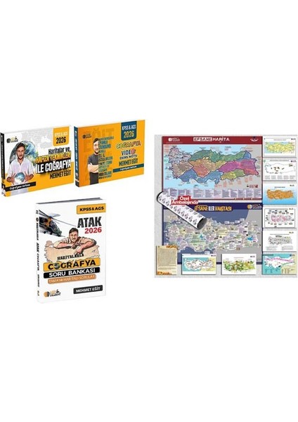 Eğit Akademi 2026 Kpss Meb-Ags Haritalar ve Hafıza Teknikleri Coğrafya + Efsane 10 Lu Harita + Ders Notu + Soru Bankası 4 Lü Set