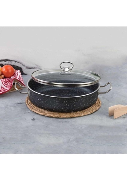30 cm Granit Kapaklı Pilav ve Karnıyarık Tenceresi, Siyah