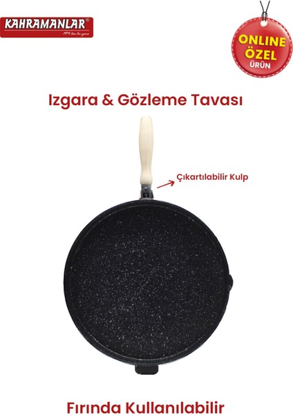 36 cm Çok Amaçlı Çift Taraflı Döküm Tava, Siyah, Dayanıklı ve Kullanışlı fırsatları