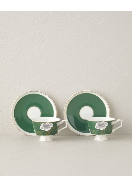 Koyu Yeşil 4'lü Kahve Fincan Takımı, 90 Ml, 2 Kişilik, Şık ve Dayanıklı Tasarım fiyatları