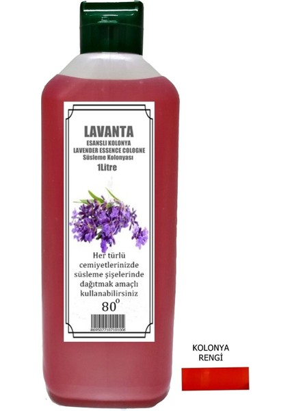 Kırmızı Reni Lavanta Esanslı Kolonya 80 Derece 1 Lt