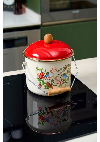 Kırmızı Emaye Bakraç 18 Cm, Şık ve Dayanıklı Bahçe ve Mutfak Aksesuarı