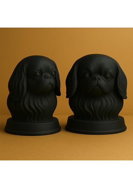 Siyah Pekingese (Pekinez) Köpek Büstü – Dekoratif Heykel