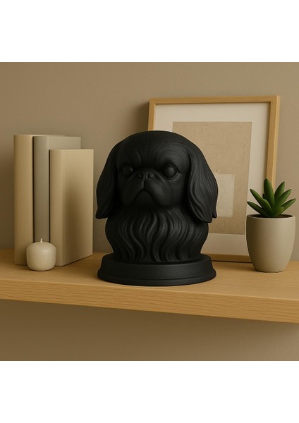 Siyah Pekingese (Pekinez) Köpek Büstü – Dekoratif Heykel modelleri