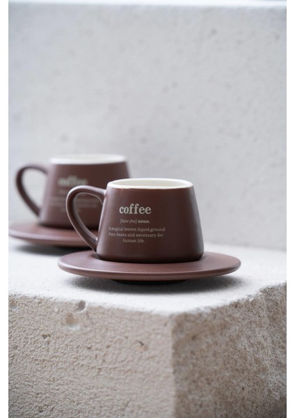 Kahverengi 2 Kişilik 90 ml Kahve Fincan Takımı, Şık ve Kullanışlı Kahve Içimi Seti