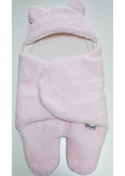 Yumuşak Kıvırcık Peluş Uyku Tulumu, Ayaklı, Pembe, Bebekler Için Konforlu Uyku Hali