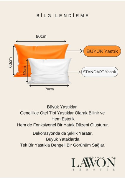 Büyük Boy 60X80CM Yastık Kılıfı, 2'li, Ortopedik Uyumlu, Beyaz