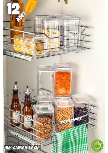 12'li 1200ML Çok Renkli Kare Saklama Kabı Seti, Vakumlu Kapak, Bpa Free fırsatları