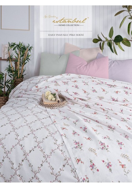 Bahar Pembe Baskılı Pamuklu Tek Kişilik Pikeler, 160X240 cm fiyatları