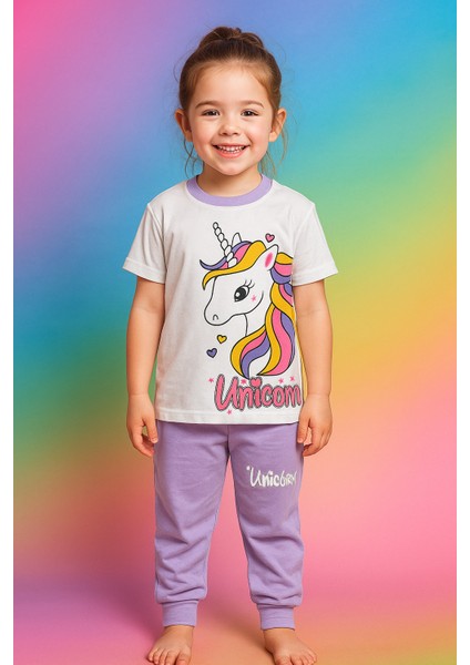 Kız Çocuk Unicorn Desenli Kısa Kollu Pijama Takımı fiyatları