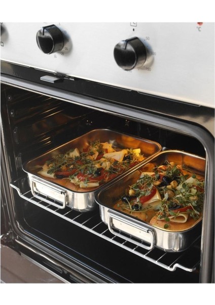 Paslanmaz Çelik Fırın Kabı 26X20 Cm, Çok Amaçlı Pişirme ve Servis Için fiyatları