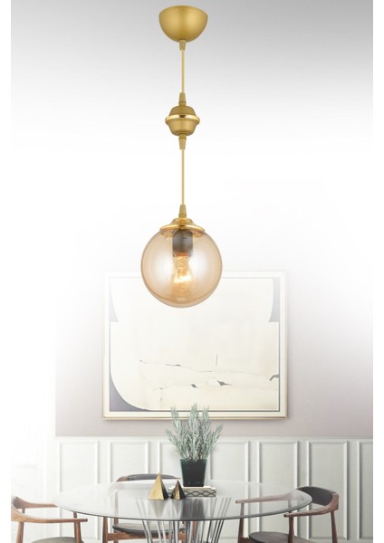 Kahverengi Eskitme Tekli Bal Glop Cam Lüks Avize, Şık ve Zarif Tasarım