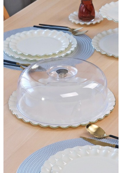 Bej Wavy Cam Kek Fanusu, Zarif ve Şık Sunum Için Mükemmel Tercih fiyatları