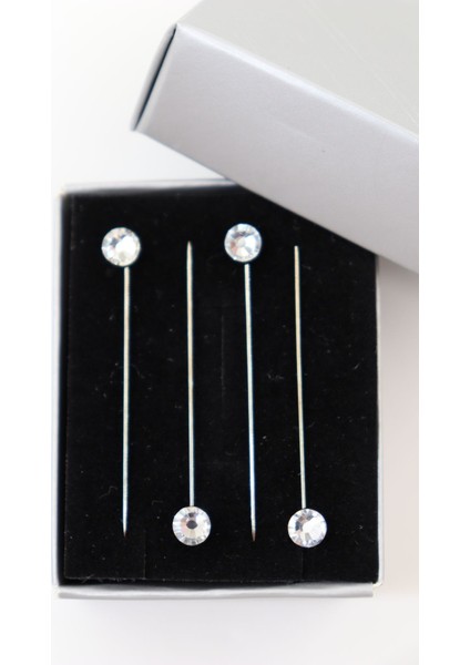 4lü Pırlanta Taşlı Beyaz Eşarp Iğnesi. Eşarp Iğnesi. Şal Iğnesi. Türban Iğnesi. Başörtü Iğnesi