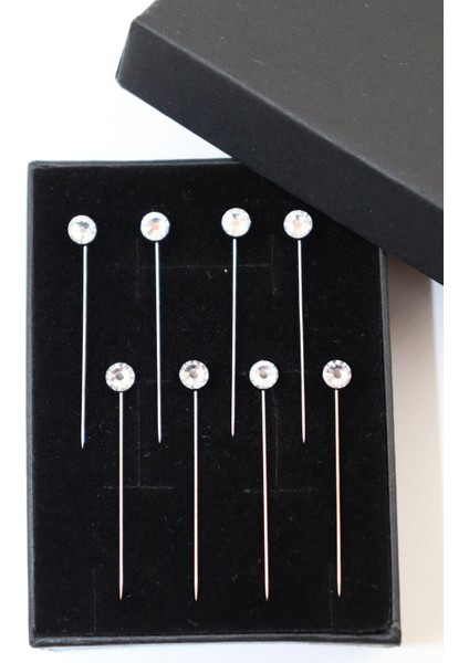 8li Pırlanta Taşlı Beyaz Eşarp Iğnesi. Eşarp Iğnesi. Şal Iğnesi. Türban Iğnesi. Başörtü Iğnesi