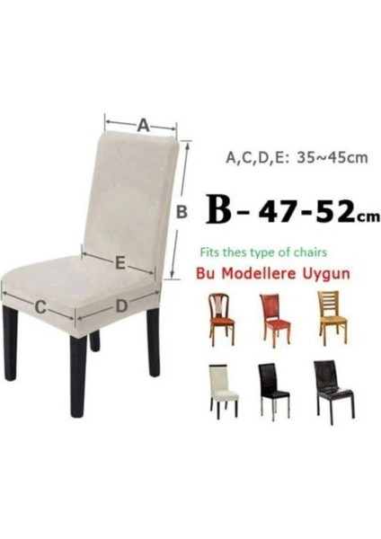 Kadife Sandalye Kılıfı, Lastikli, Kahverengi, 6'lı Paket fiyatları