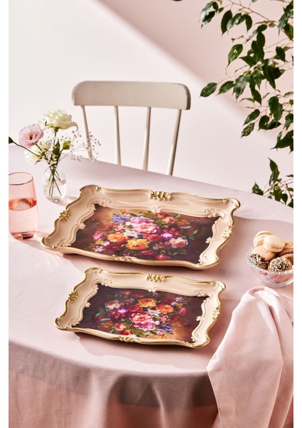 Renkli Ikili Dikdörtgen Tepsi 31/42 Cm, Şık ve Dayanıklı Tasarım
