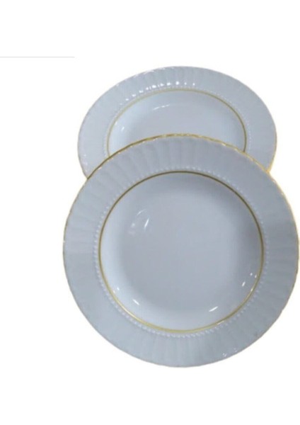 6'lı Bej Sedef Yaldızlı Yemek Tabağı Seti, Şık ve Zarif Tasarım