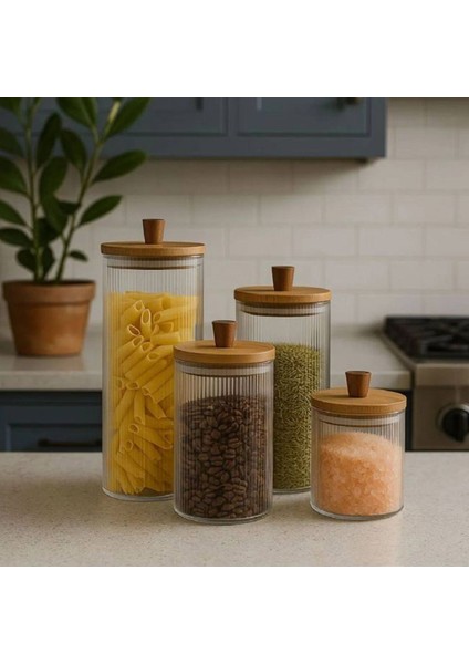 4'lü Renkli Cam Kavanoz Seti, Şık ve Pratik Saklama Çözümleri