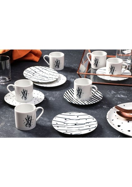 6 Kişilik Renkli Kahve Fincan Takımı, 12 Parça, 90CC, Şık ve Zarif Tasarım fırsatları