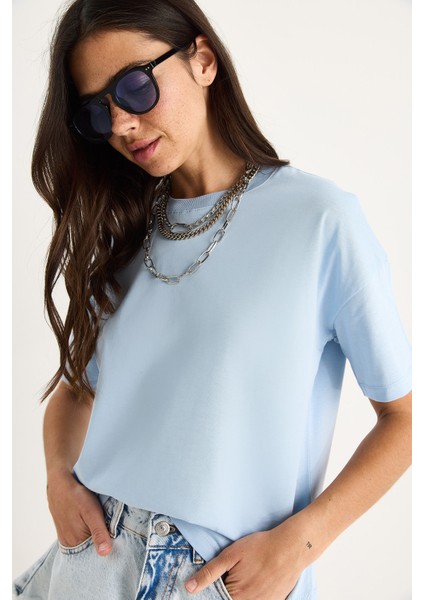 Kadın % Organik Pamuk Relaxed Fit Yuvarlak Yakalı T-Shirt