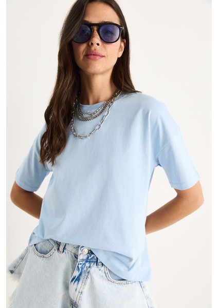 Kadın % Organik Pamuk Relaxed Fit Yuvarlak Yakalı T-Shirt modelleri